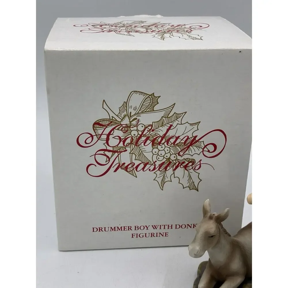 Avon Holiday Treasures Drummer Boy with Donkey Nativity Figurine 2003 NIB